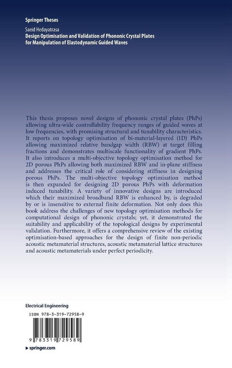 Produktbild: Design Optimisation and Validation of Phononic Crystal Plates for Manipulation of Elastodynamic Guided Waves