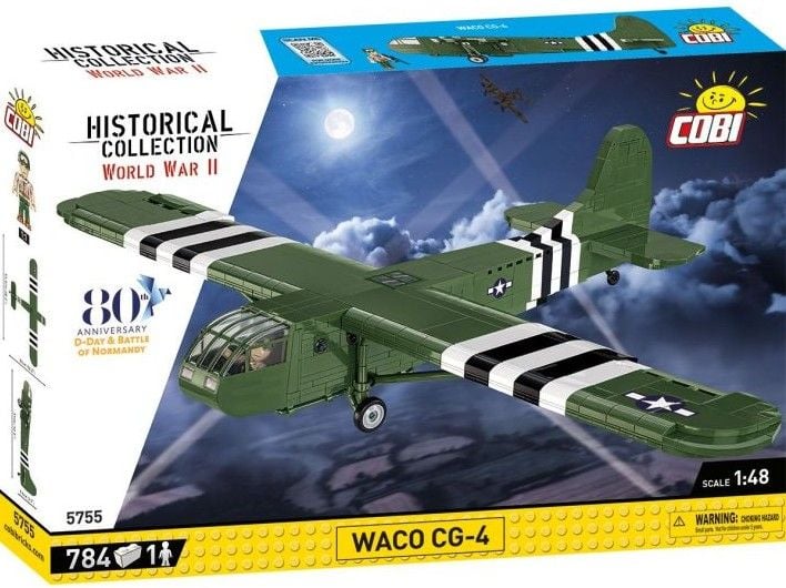 Produktbild: COBI Historical Collection 5755 - Waco CG-4, Segelflugzeug, WWII, 1:48 Bausatz, 784 Klemmbausteine/1 Figur