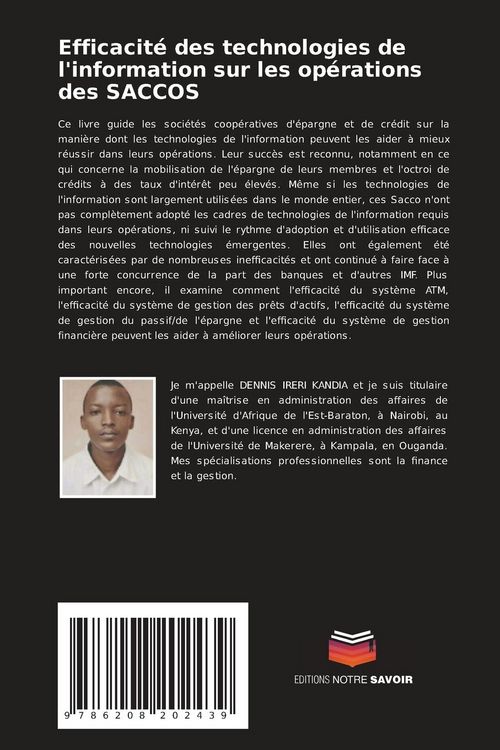 Produktbild: Efficacit&eacute; des technologies de l'information sur les op&eacute;rations des SACCOS