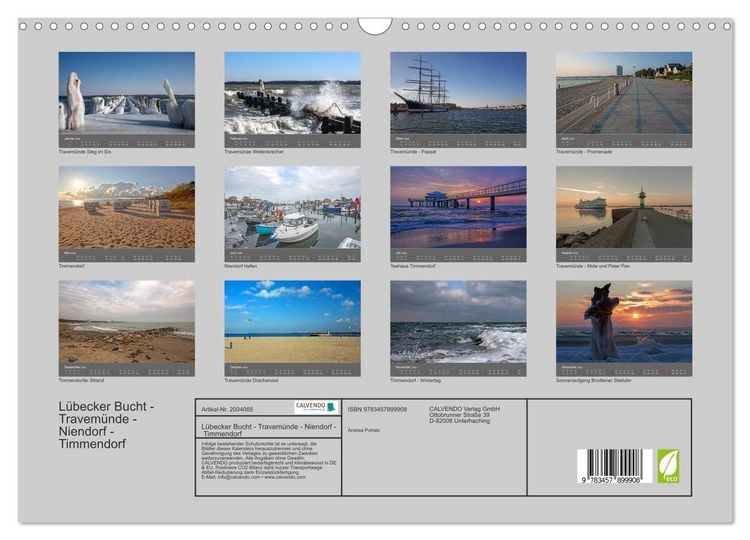 Produktbild: L&uuml;becker Bucht - Travem&uuml;nde - Niendorf - Timmendorf (Wandkalender 2026 DIN A3 quer), CALVENDO Monatskalender