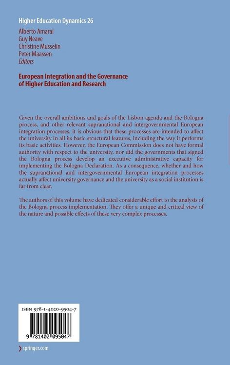 Produktbild: European Integration and the Governance of Higher Education and Research