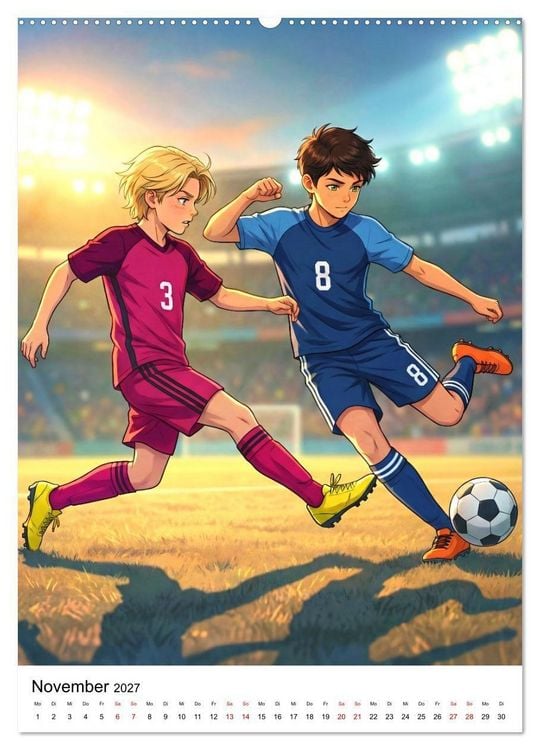 Produktbild: Level Up &ndash; Fu&szlig;ballhelden (hochwertiger Premium Wandkalender 2027 DIN A2 hoch), Kunstdruck in Hochglanz