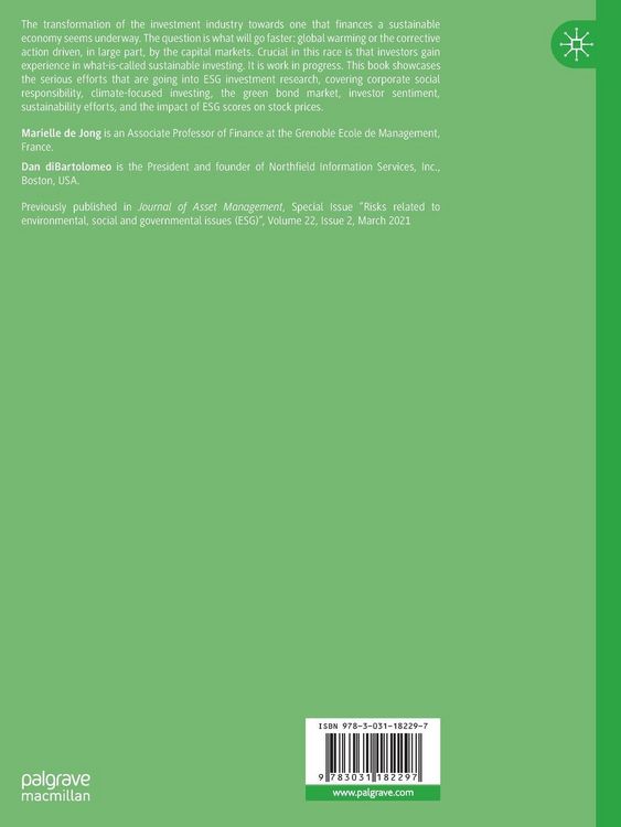 Produktbild: Risks Related to Environmental, Social and Governmental Issues (ESG)