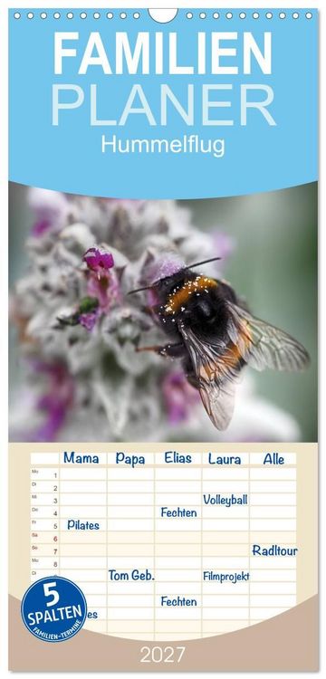 Produktbild: Familienplaner 2027 - Hummelflug mit 5 Spalten (Wandkalender, 21 x 45 cm) CALVENDO