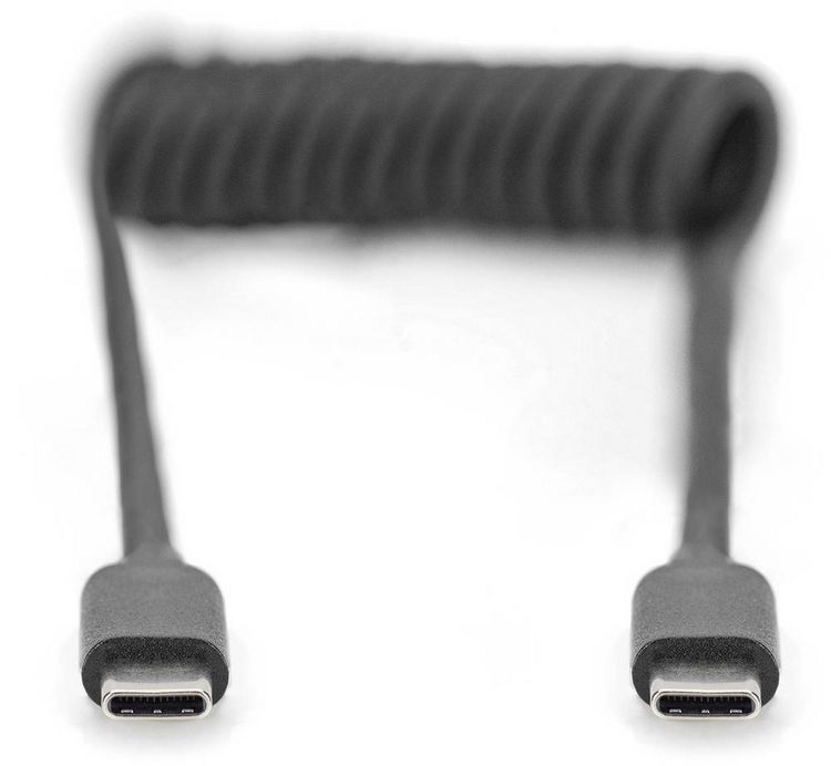 Produktbild: Digitus AK-300431-006-S USB-C&reg; Adapter [1x USB-C&reg; - 1x USB-C&reg;] Schwarz Spiralkabel 1m