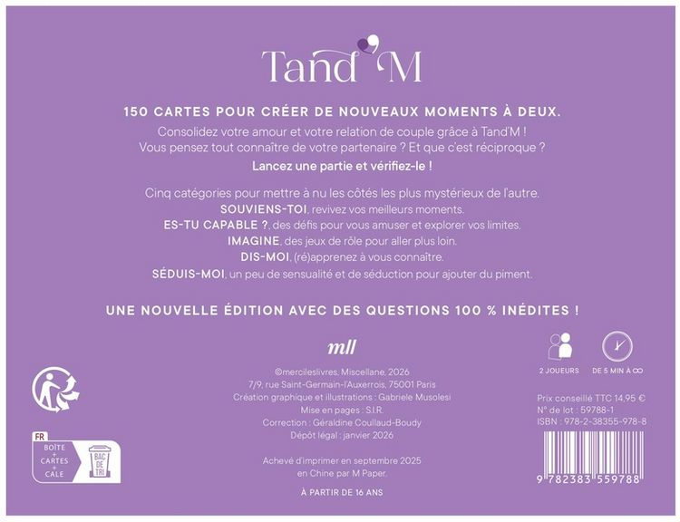 Produktbild: Tand'M : 150 cartes pour un couple qui dure