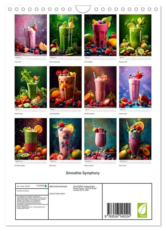 Produktbild: Smoothie Symphony (Wall Calendar 2026 DIN A4 portrait), CALVENDO 12 Month Wall Calendar