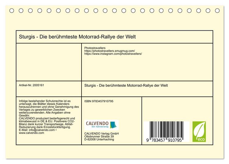 Produktbild: Sturgis - Die ber&uuml;hmteste Motorrad-Rallye der Welt (Tischkalender 2026 DIN A5 quer), CALVENDO Monatskalender