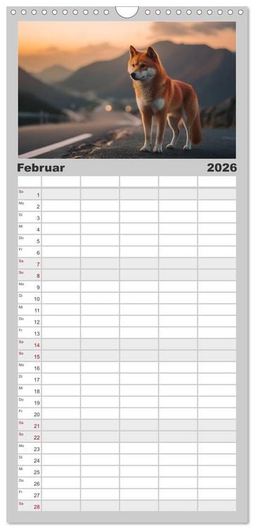 Produktbild: Familienplaner 2026 - Shiba Inu - Stolz und Anmut mit 5 Spalten (Wandkalender, 21 x 45 cm) CALVENDO