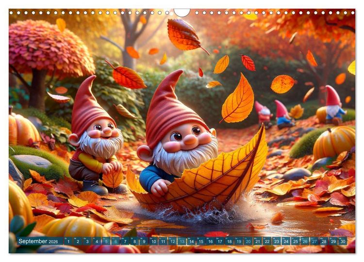 Produktbild: Jahreszeiten im Zwergenreich: Ein Gartenabenteuer (Wandkalender 2026 DIN A3 quer), CALVENDO Monatskalender