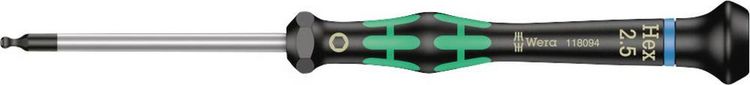 Produktbild: Wera 2052 Elektrotechnik und Feinwerktechnik Innen-Sechskantschraubendreher Schl&uuml;sselweite (metrisch): 2.5 mm Klingenl&auml;nge: 60 mm