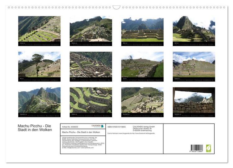 Produktbild: Machu Picchu - Die Stadt in den Wolken (Wandkalender 2026 DIN A2 quer), CALVENDO Monatskalender