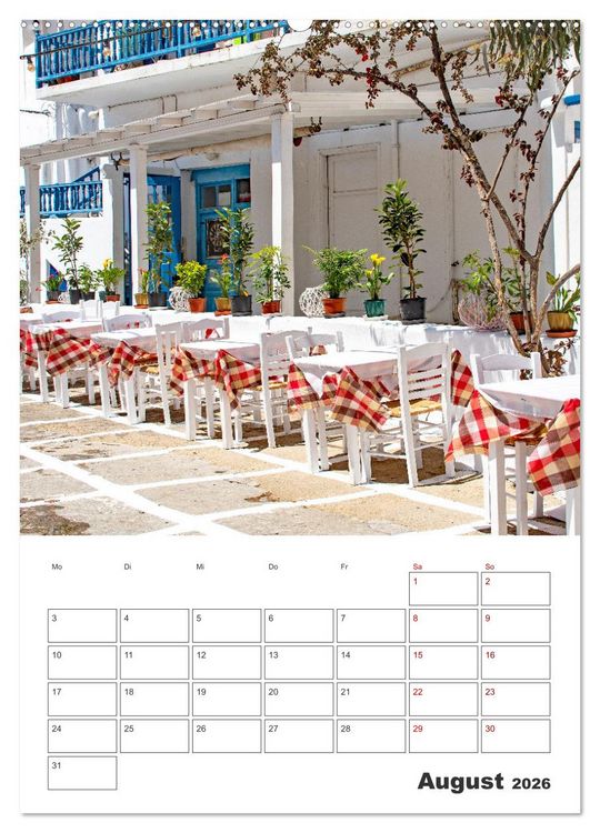 Produktbild: Stadt Mykonos - Reiseplaner (Wandkalender 2026 DIN A2 hoch), CALVENDO Monatskalender