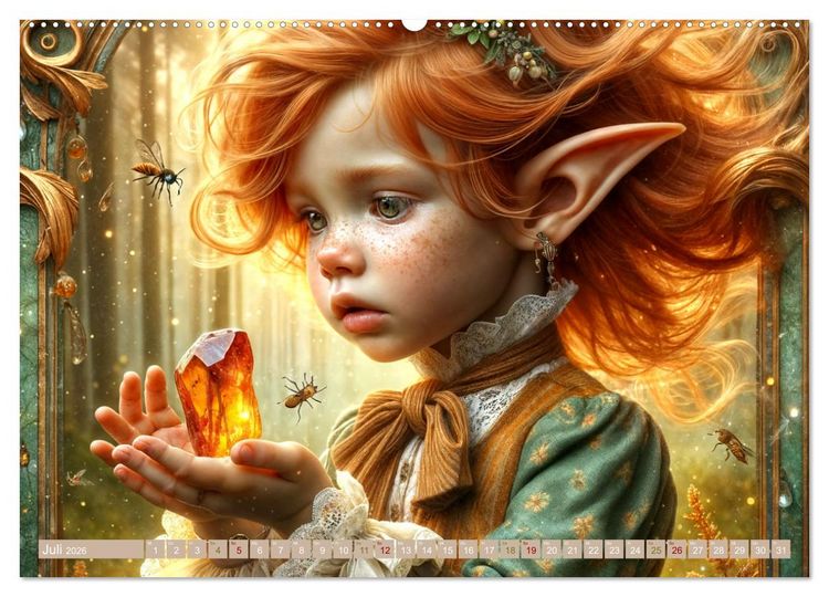 Produktbild: Elfenkinder und ihre Freunde - Magie und Natur im Einklang (Wandkalender 2026 DIN A2 quer), CALVENDO Monatskalender