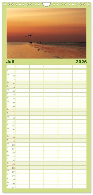 Produktbild: Familienplaner 2026 - B&uuml;sum - Urlaub an der Nordsee mit 5 Spalten (Wandkalender, 21 x 45 cm) CALVENDO
