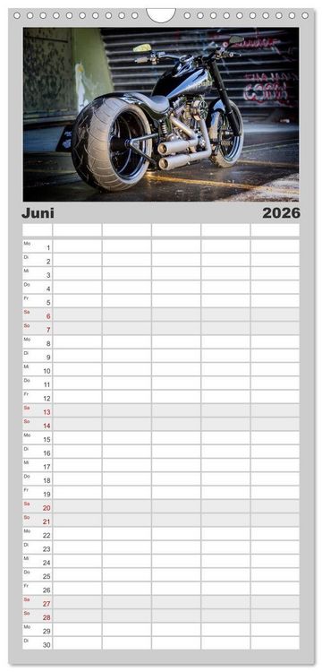 Produktbild: Familienplaner 2026 - Exklusive Best of Fat Ass Custombike Edition, feinste Harleys mit fettem Hintern mit 5 Spalten (Wandkalender, 21 x 45 cm) CALVENDO