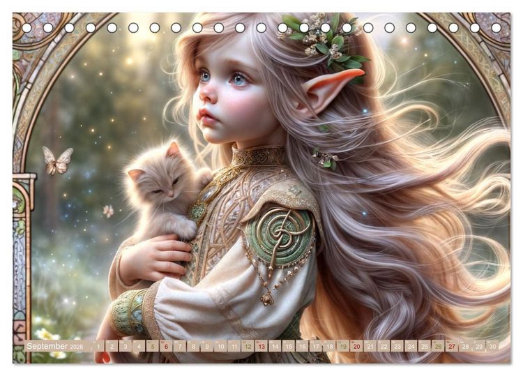 Produktbild: Elfenkinder und ihre Freunde - Magie und Natur im Einklang (Tischkalender 2026 DIN A5 quer), CALVENDO Monatskalender