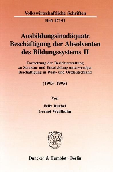Produktbild: Ausbildungsinad&auml;quate Besch&auml;ftigung der Absolventen des Bildungssystems II.