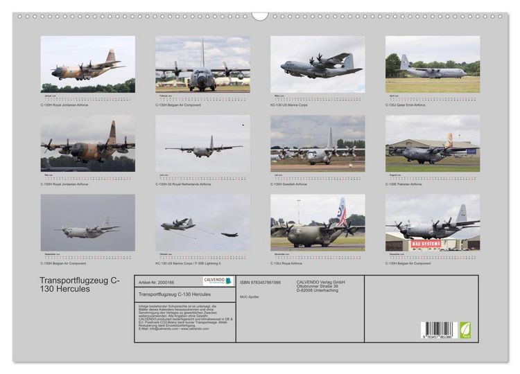 Produktbild: Transportflugzeug C-130 Hercules (Wandkalender 2026 DIN A2 quer), CALVENDO Monatskalender