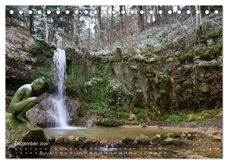 Produktbild: BODYPAINTING AM WASSERFALL VON LINN (Tischkalender 2026 DIN A5 quer), CALVENDO Monatskalender
