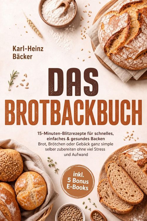 Produktbild: Das Brotbackbuch: 15-Minuten-Blitzrezepte f&uuml;r schnelles, einfaches & gesundes Backen - Brot, Br&ouml;tchen oder Geb&auml;ck ganz simple selber zubereiten ohne v