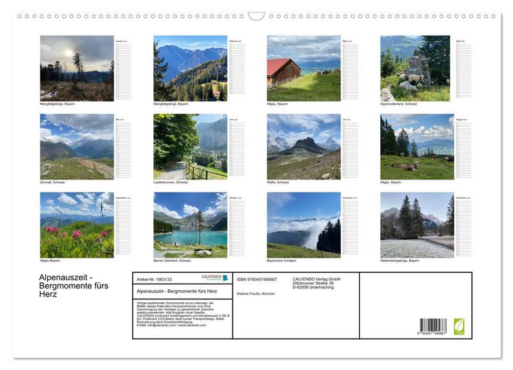 Produktbild: Alpenauszeit - Bergmomente f&uuml;rs Herz (Wandkalender 2026 DIN A2 quer), CALVENDO Monatskalender