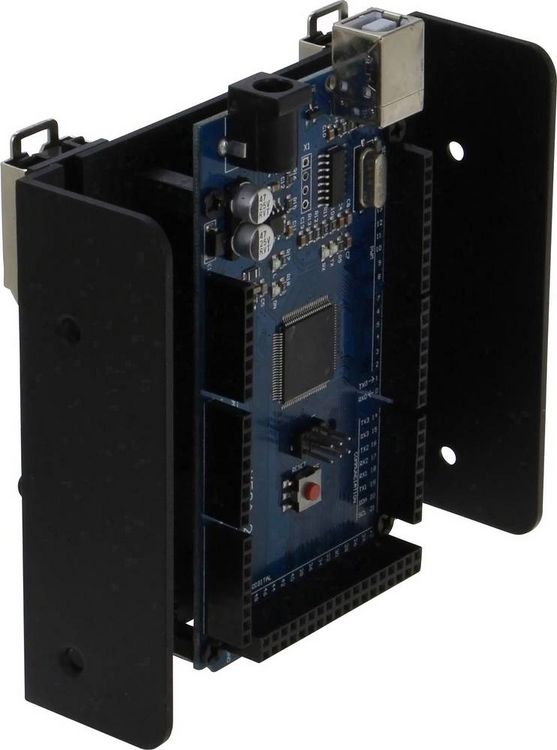 Produktbild: Renkforce DIN-Rail-Halterung Passend f&uuml;r (Entwicklungskits): Raspberry Pi&reg;, Arduino, Banana Pi zur Hutschienenmontage Schwarz