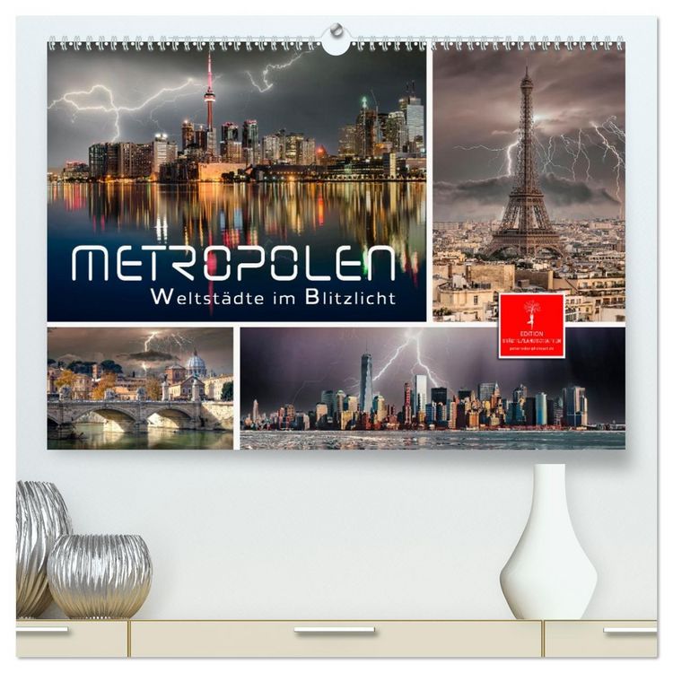 Produktbild: Metropolen - Weltst&auml;dte im Blitzlicht (hochwertiger Premium Wandkalender 2026 DIN A2 quer), Kunstdruck in Hochglanz