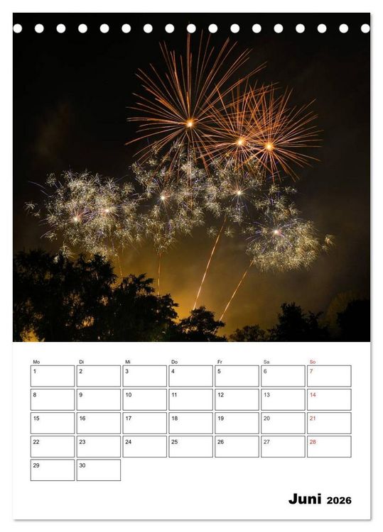 Produktbild: Feuerwerke Terminplaner (Tischkalender 2026 DIN A5 hoch), CALVENDO Monatskalender
