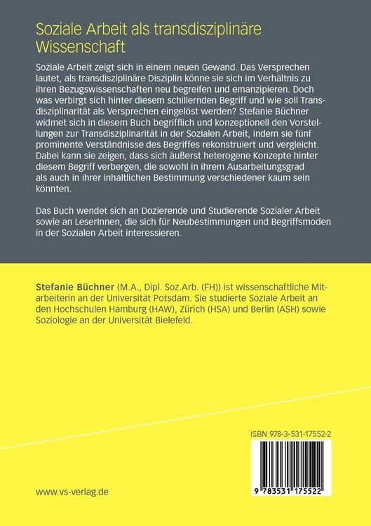Produktbild: Soziale Arbeit als transdiziplin&auml;re Wissenschaft