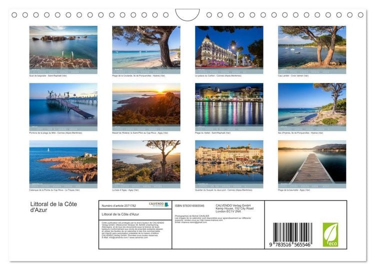 Produktbild: Littoral de la C&ocirc;te d'Azur (Calendrier mural 2026 DIN A4 vertical), CALVENDO calendrier mensuel