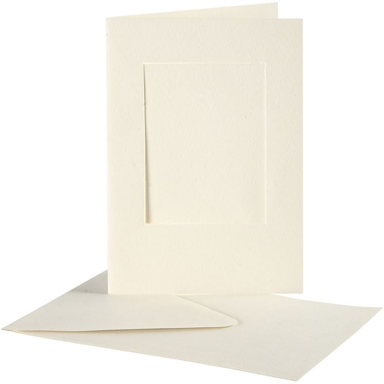 Produktbild: Creativ Company Passepartout-Karten mit Kuvert, Rechteckig, Kartengr&ouml;&szlig;e 10,5x15 cm, Umschlaggr&ouml;&szlig;e , 1,5x16,5 cm, Naturwei&szlig;, 10er Set