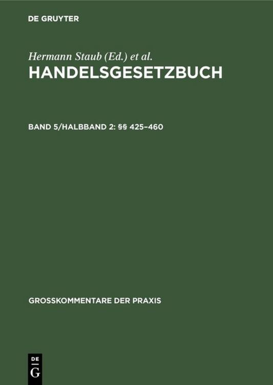 Produktbild: Handelsgesetzbuch / &sect;&sect; 425&ndash;460