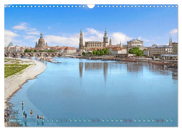 Produktbild: Historisches Dresden um 1900 - Fotos restauriert und koloriert (Wandkalender 2026 DIN A3 quer), CALVENDO Monatskalender
