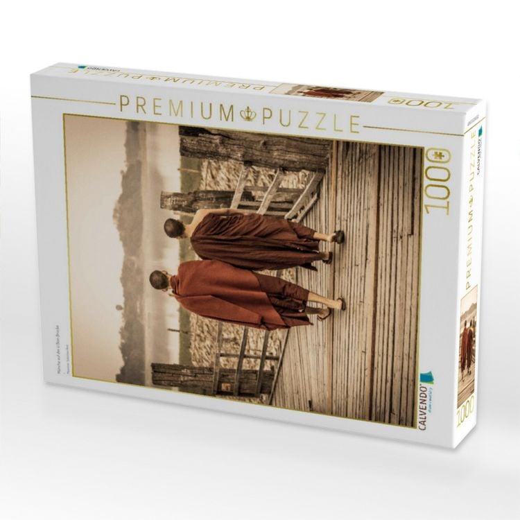 Produktbild: CALVENDO Puzzle M&ouml;nche auf der U Bein Br&uuml;cke | 1000 Teile Lege-Gr&ouml;&szlig;e 64x48cm Foto-Puzzle f&uuml;r gl&uuml;ckliche Stunden