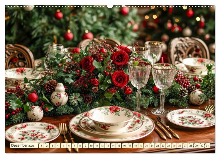 Produktbild: Gedeckter Tisch f&uuml;r Gourmets (hochwertiger Premium Wandkalender 2026 DIN A2 quer), Kunstdruck in Hochglanz