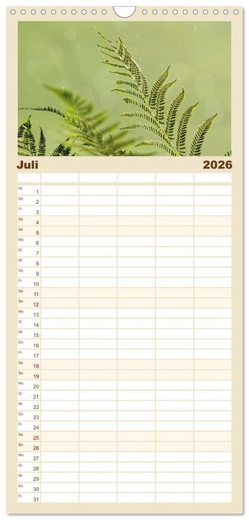 Produktbild: Familienplaner 2026 - Mein Sehnsuchtsort, die Natur mit 5 Spalten (Wandkalender, 21 x 45 cm) CALVENDO