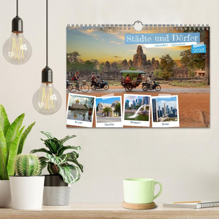 Produktbild: St&auml;dte und D&ouml;rfer, mal modern - mal exotisch (Wandkalender 2026 DIN A4 quer), CALVENDO Monatskalender