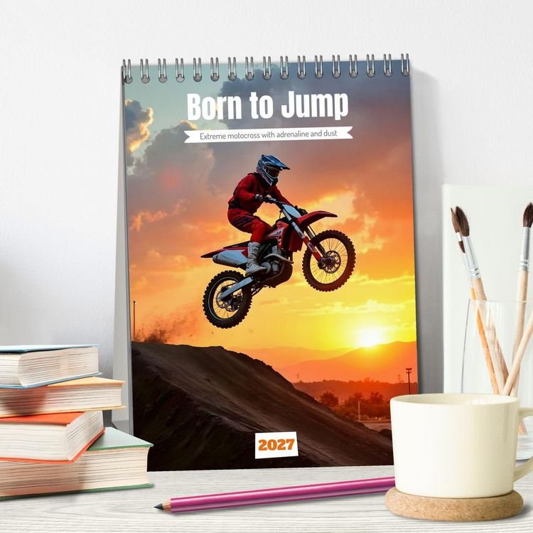Produktbild: Born to Jump - Extreme motocross with adrenaline and dust (Desk Calendar 2027 DIN A5 portrait), CALVENDO 12 Month DeskCalendar