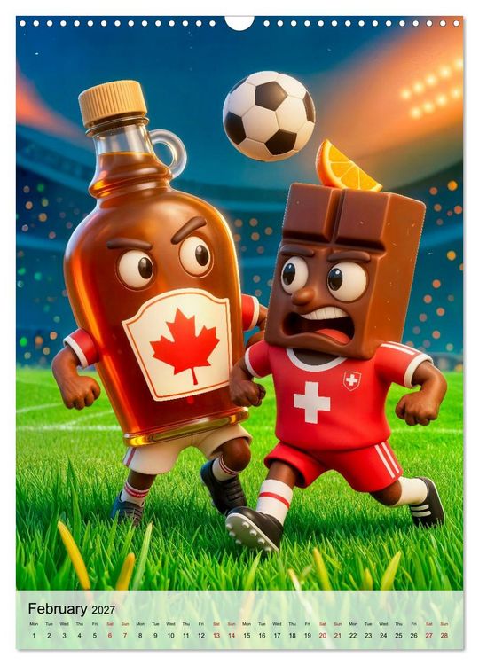 Produktbild: Funny Food Football - Creative Sports Characters (Wall Calendar 2027 DIN A3 portrait), CALVENDO 12 Month Wall Calendar
