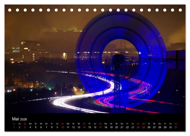 Produktbild: Wenn es Nacht wird im Ruhrgebiet (Tischkalender 2026 DIN A5 quer), CALVENDO Monatskalender