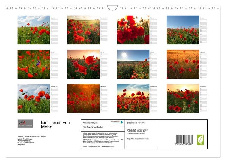 Produktbild: Ein Traum von Mohn (Wandkalender 2026 DIN A3 quer), CALVENDO Monatskalender