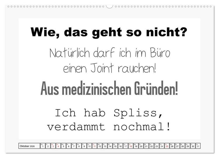 Produktbild: Typo-Kalender f&uuml;r das B&uuml;ro. Sarkasmus und fiese Spr&uuml;che (hochwertiger Premium Wandkalender 2026 DIN A2 quer), Kunstdruck in Hochglanz