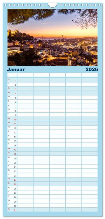 Produktbild: Familienplaner 2026 - Eine Stadt voller Charme - Lissabon mit 5 Spalten (Wandkalender, 21 x 45 cm) CALVENDO