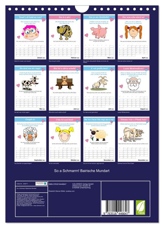Produktbild: So a Schmarrn! Bairische Mundart (Wandkalender 2026 DIN A4 hoch), CALVENDO Monatskalender