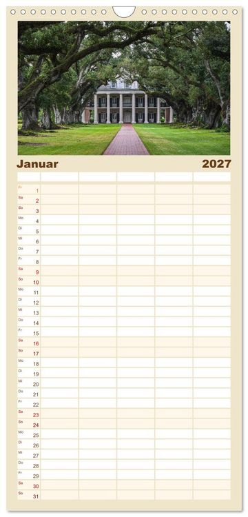 Produktbild: Familienplaner 2027 - Louisiana - S&uuml;mpfe und Plantagenh&auml;user mit 5 Spalten (Wandkalender, 21 x 45 cm) CALVENDO