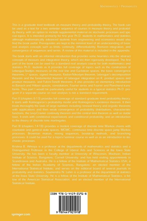 Produktbild: Measure Theory and Probability Theory