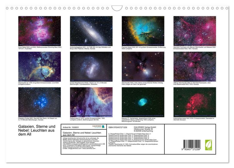Produktbild: Galaxien, Sterne und Nebel: Leuchten aus dem All (Wandkalender 2026 DIN A3 quer), CALVENDO Monatskalender