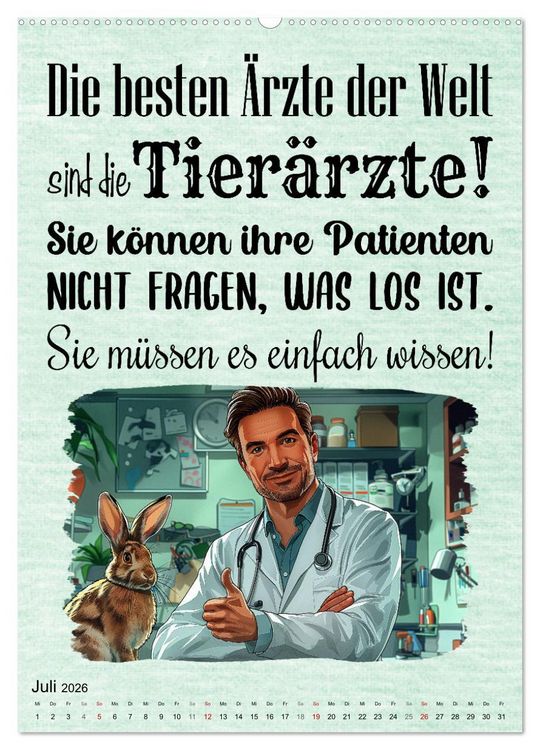Produktbild: Tierarztspr&uuml;che (Wandkalender 2026 DIN A2 hoch), CALVENDO Monatskalender