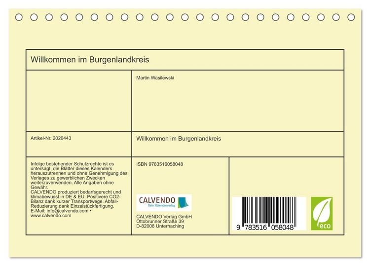 Produktbild: Willkommen im Burgenlandkreis (Tischkalender 2026 DIN A5 quer), CALVENDO Monatskalender